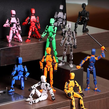 (Assembly Completed) Titan13 Action Figure Set,Upgrade Lucky Robot 13 Action Figures,3D Printed Multi-Jointed Movable,Nova 13 Action Figure for Desktop Decorations (Assembly Completed-Yellow)