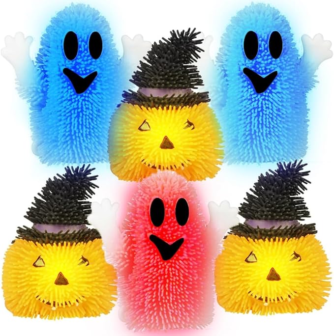 ArtCreativity LED Fidget Toys, Set of 6, Kids and Adults, Includes Ghost and Pumpkin Toys, Non-Candy Halloween Treats
