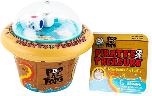 PlayMonster Pop-A-Tops — Pirate's Treasure — Self-Contained Game — Popping Fun — Travel-Friendly — for Ages 6+