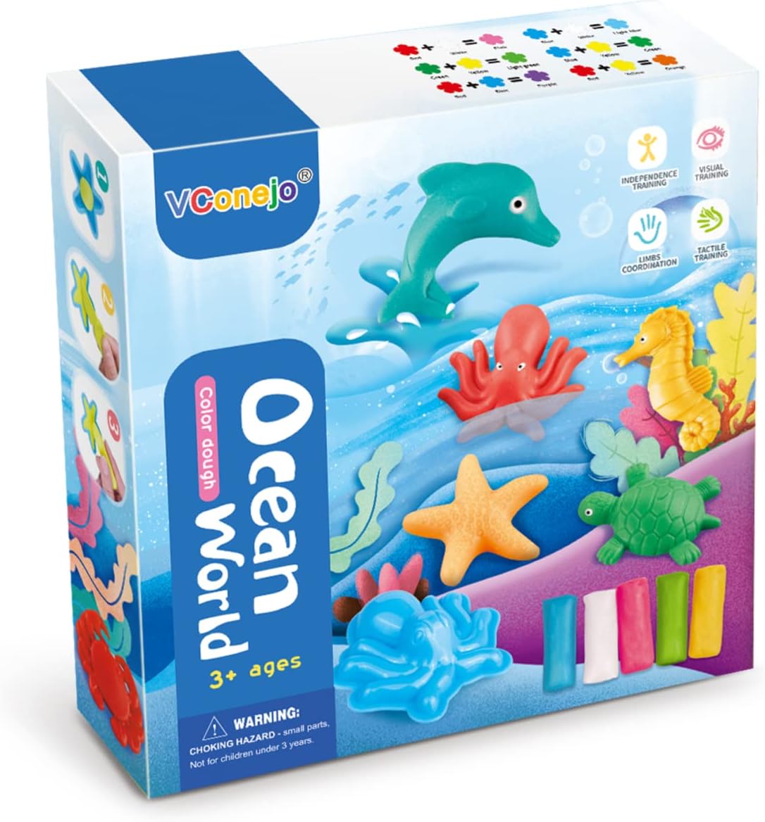 VConejo Color Dough Toys Dough Accessories Set Creations Tools for Kid 2-4-8 Years (Ocean World)