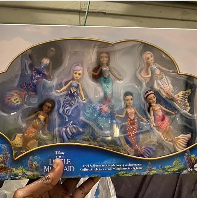 Mattel Disney Princess Toys, The Little Mermaid Ariel & Sisters Small Doll Set, Collection of 7 Mermaid Dolls, Inspired by the Movie