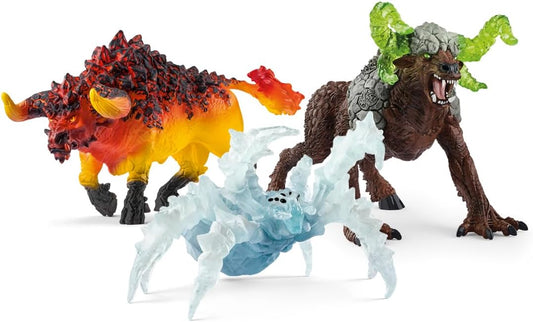 Schleich Eldrador Creatures 3-Piece Monster Toys Gift Set Including Rock Beast, Ice Spider & Fire Bull Action Figures