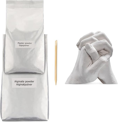 Navaris Couples Hand Casting Kit - Molding and Plaster Powder Set for 3D Casts of Adults, Children, Baby Hands - Includes 0.8 Gallon Mixing Bucket