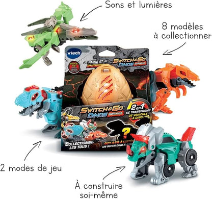 VTech - Switch & Go Dinos Surprise, Dinosaur Egg, Transformable Sound Toy, Building Game, 8 Models to Collect, Gift for Children from 4 Years