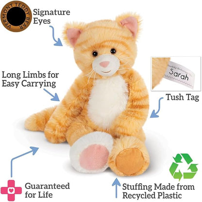 Vermont Teddy Bear Cat Stuffed Animal – 15 Inch Orange Kitten Plush Toy, Ultra Soft and Cute Stuffed Kitty Plushie, Fun Gift Toy, Perfect for Snuggling for Kids, Boys and Girls, Buddy Collection