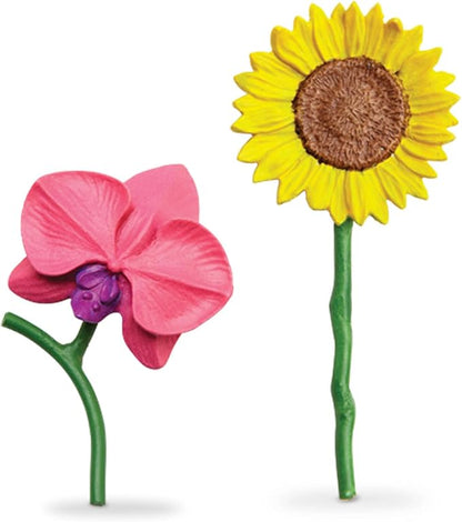Safari Ltd. Flowers TOOB - Mini Figurines of Rose, Tulip, Hibiscus, Bird of Paradise, Daffodil, Sunflower, Lotus, Orchid - Educational Toy Figures for Boys, Girls & Kids Ages 3+ (Pack of 2)