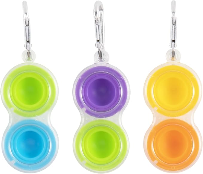 Fat Brain Toys Simpl Dimpl Clear 3 Pack - Popping Fidget Keychains, Kids & Adults