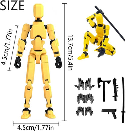 (Assembly Completed) Titan13 Action Figure Set,Upgrade Lucky Robot 13 Action Figures,3D Printed Multi-Jointed Movable,Nova 13 Action Figure for Desktop Decorations (Assembly Completed-Yellow)