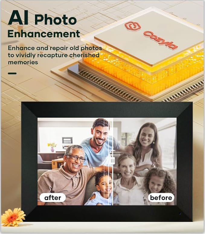 Cozyla Digital Photo Frame WiFi Smart Digital Picture Frame Free Unlimited Storage Share Photo with Family and Friend via App Email Google Photos Instagram Web Browser Photo Frame Electronic 10.1 Inch