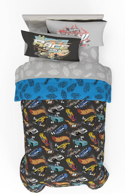 Franco Hot Wheels Kids Bedding Super Soft Comforter and Sheet Set with Sham, 5 Piece Twin Size, (Officially Licensed Product)