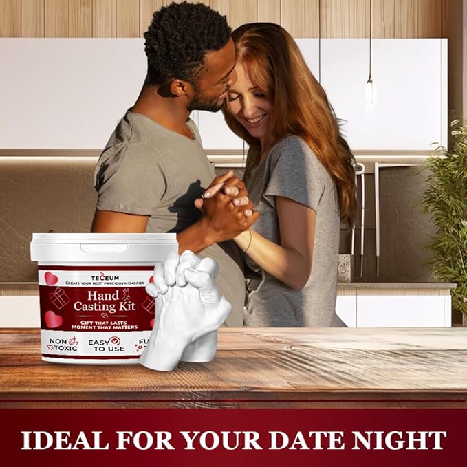 TECEUM Hand Casting Kit – Valentines Day Gifts for Your Loved Ones, Couples, Family – Unique Gift for Babies & Adults – for Wedding, Anniversary, Baby Shower, Mother’s Day– Romantic Gifts – Kit1