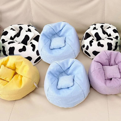 Miniature Sofa for Labubu, Cute Doll Seat for 17cm Labubu, Handmade Bean Bag Chair with Pillows, Soft Lazy Sofa Seat Miniature Couch for Dollhouse Furniture Decoration (Purple)