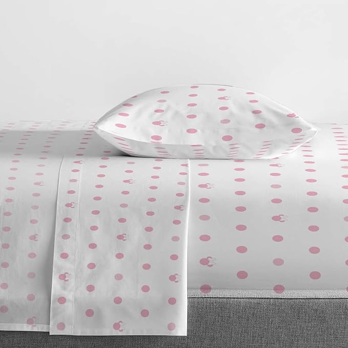 Jay Franco Disney Minnie Mouse Dots 4 Piece Twin Bed Set - Includes Reversible Comforter & Sheet Set Bedding - Super Soft Fade Resistant Microfiber (Official Disney Product)