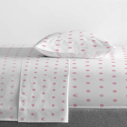 Jay Franco Disney Minnie Mouse Dots 4 Piece Twin Bed Set - Includes Reversible Comforter & Sheet Set Bedding - Super Soft Fade Resistant Microfiber (Official Disney Product)