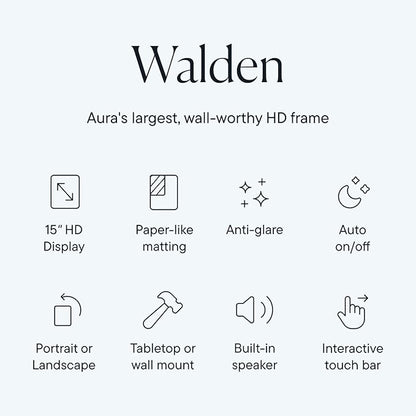 Aura Walden 15" WiFi Digital Picture Frame | Wirecutter's Best Digital Frame for Gifting | Send Photos from Your Phone | Quick, Easy Setup in Aura App | Free Unlimited Storage | White Clay