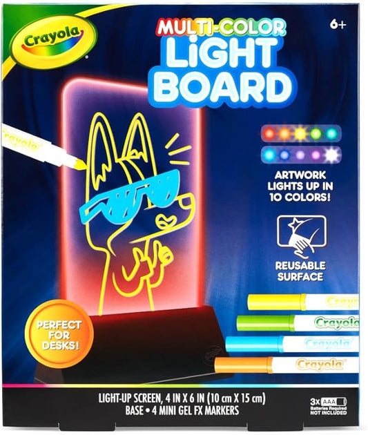 Crayola Multi-Color Light Board, Light Up Drawing Toy, Desk Toy, Doodle Pad, Glow Art, Gifts, Toys Boys & Girls, Ages 6, 7, 8