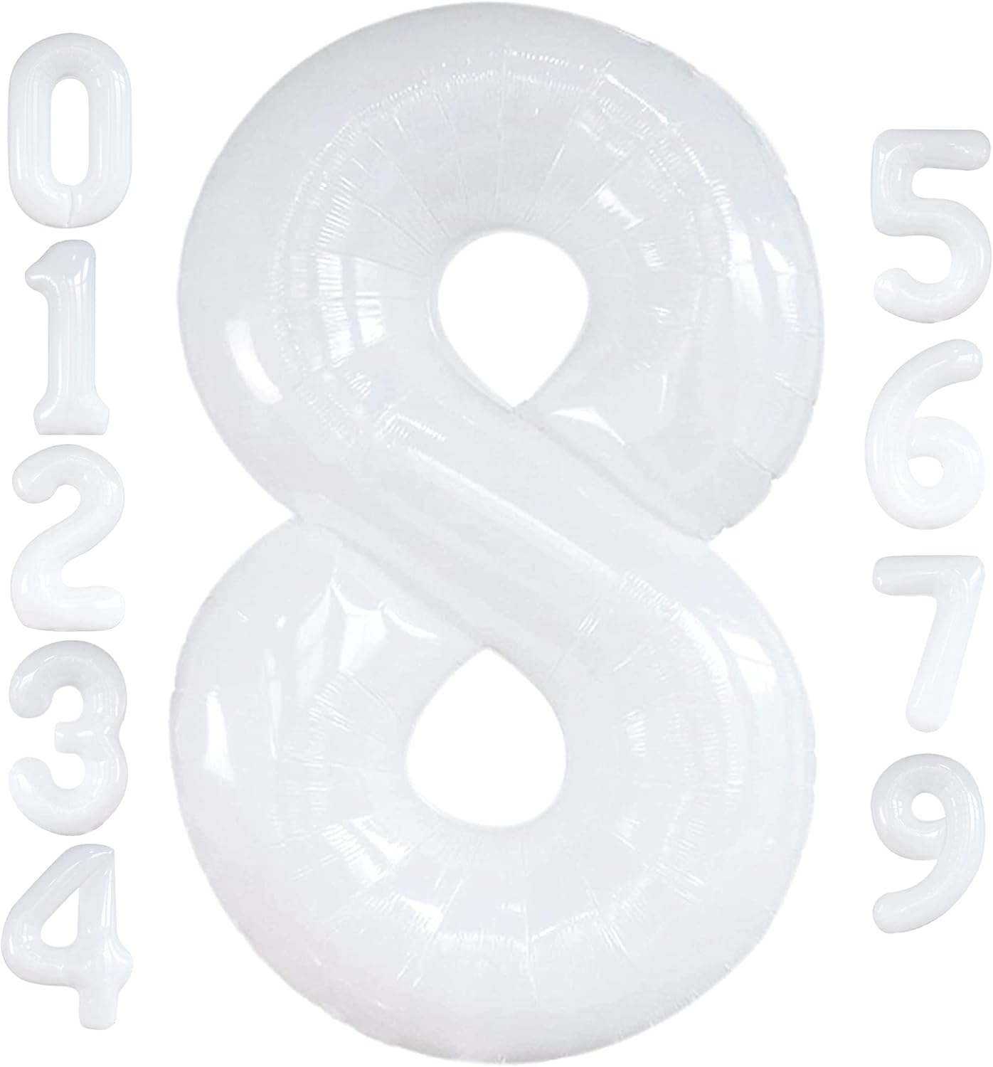 Giant, 8 White Number Balloons - 40 Inch Number 8 Balloon | 8 balloon Birthday Decorations for Girls and Boys | Number 8 Large White Balloons for Birthdays | | 8 Foil Balloon for Bday Party Supplies