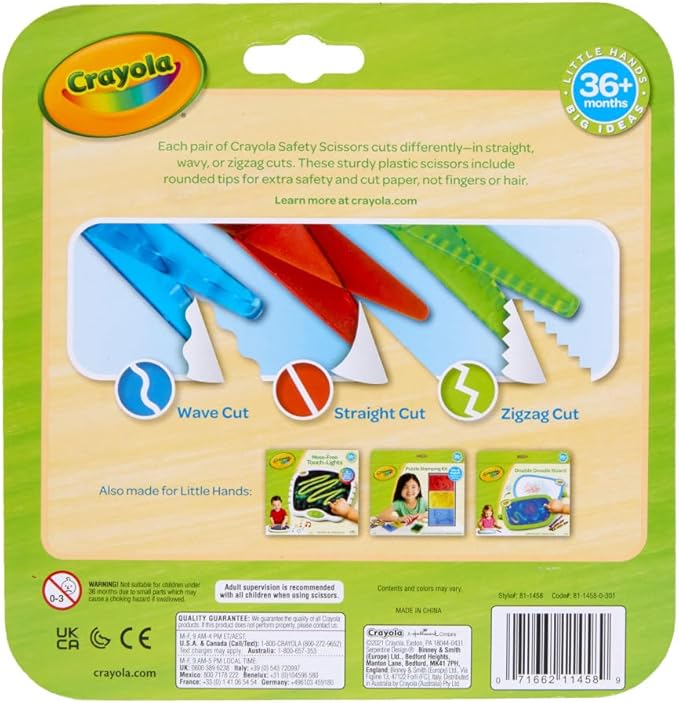 Crayola Toddler Safety Scissors (3pk), Blunt Tip Training Scissors for Preschool Learning Activities, Right & Left Handed, Toddler Arts & Crafts Essentials