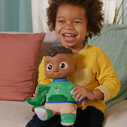 Cocomelon Official My Friend Cody with Dinosaur Plush - Plays ‘Cody’s Special Dinosaur Day’ Song Clips - Press Tummy for Music and Phrases - Toys for Preschoolers