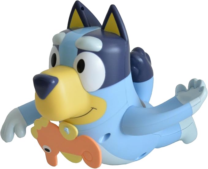 Toomies Bluey Swimming Bath Toy - Bluey Toys Includes Attached Seahorse Baby Toy and Swims on Back or Front - Toddler Bath Toys and Water Toys for Outdoor Play – Ages 18 Months and Up