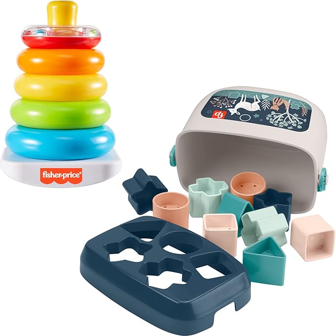 Fisher-Price Baby's First Blocks Navy Fawn and Rock-a-Stack Baby Toy