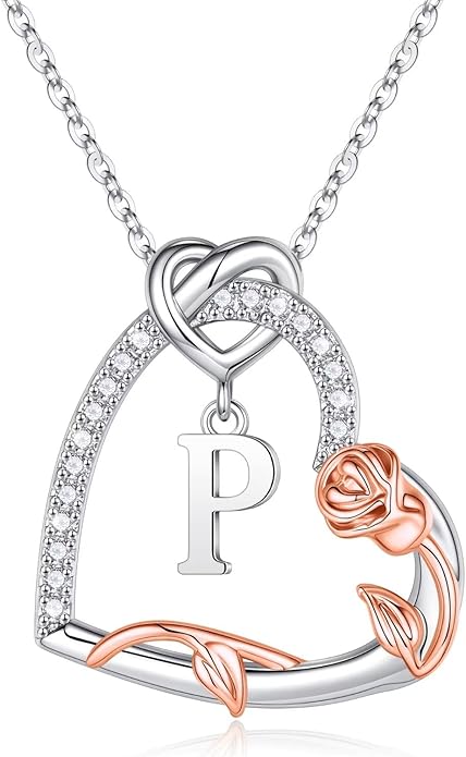 Iefil Valentines Day Gifts for Her- 925 Sterling Silver Heart Initial Necklaces, Anniversary Birthday Gifts, Women Jewelry Gift for Wife Girlfriend Mom Daughter Her