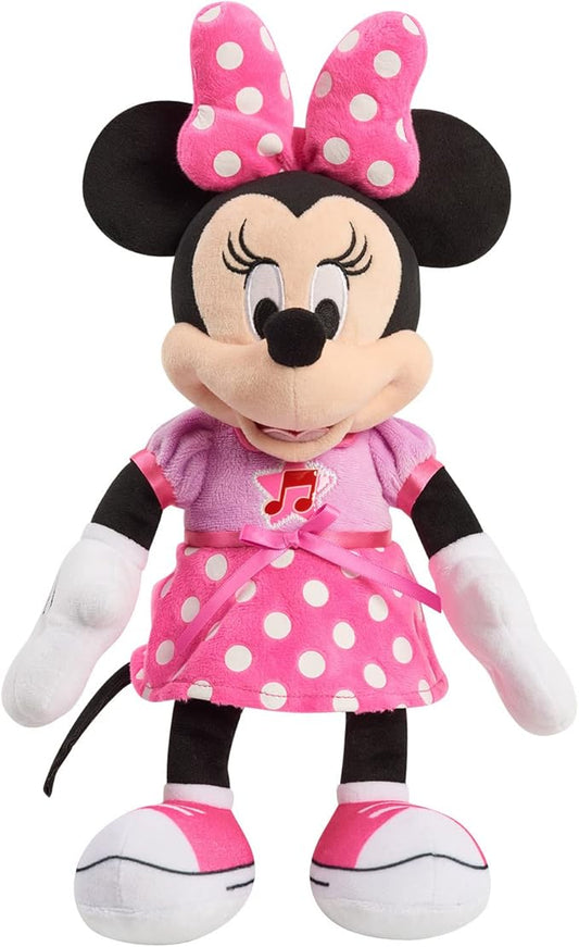 Disney Junior Mickey Mouse Funhouse Singing Fun Minnie Mouse 13 Inch Lights and Sounds Feature Feature Plush, Sings Bowtoons Theme Song, Kids Toys for Ages 3 Up by Just Play