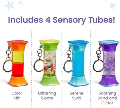 hand2mind Soothing Swirlers Sensory Tubes, Mini Fidget Keychains, Anxiety Relief Items, Calming Toys for Kids, Calm Down Corner Supplies, Quiet Fidgets for Classroom, Toddler Car Toys for Travel
