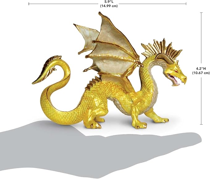 Safari Ltd. Golden Dragon Figurine - Detailed 6.75" Model Figure - Fun Educational Fantasy Play Toy for Boys, Girls & Kids Ages 4+