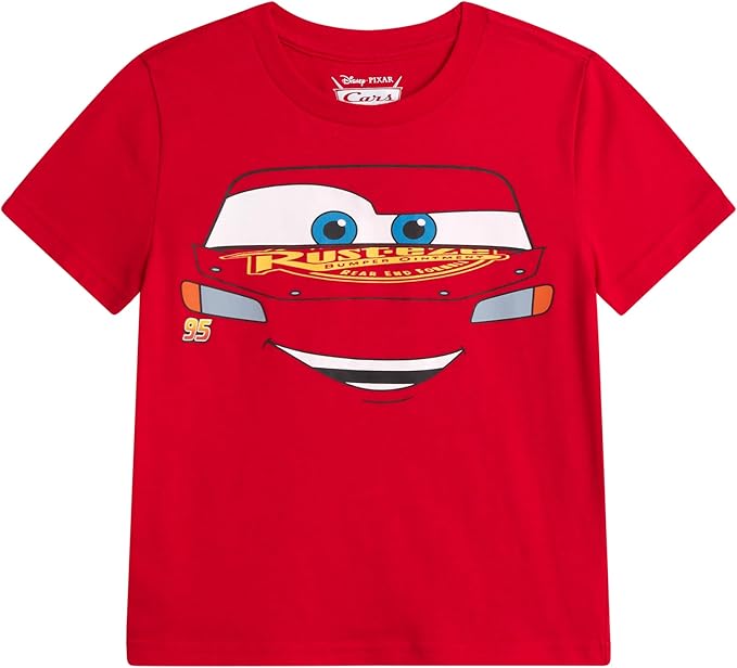 Disney Cars Toy Story Boys Shirts - 2 Pack Lightning McQueen Buzz Lightyear Short Sleeve Boys Tees for Toddler and Little Boy