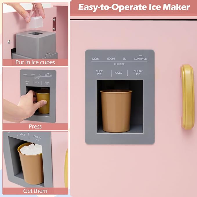 Costzon Corner Play Kitchen w/Lights, Sounds, Large Pretend Play Kitchen Set w/Blackboard, Microwave, Cooking Accessories, Wooden Montessori Sensory Toy for Kids 3+ Years Old (Pink)