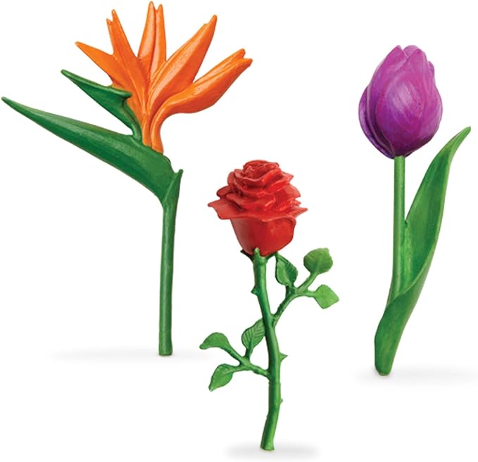 Safari Ltd. Flowers TOOB - Mini Figurines of Rose, Tulip, Hibiscus, Bird of Paradise, Daffodil, Sunflower, Lotus, Orchid - Educational Toy Figures for Boys, Girls & Kids Ages 3+ (Pack of 2)