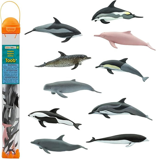 Safari Ltd. Dolphin TOOB - 10 Miniature Dolphin Figurines - Educational Toy Set for Boys, Girls and Kids Ages 3+