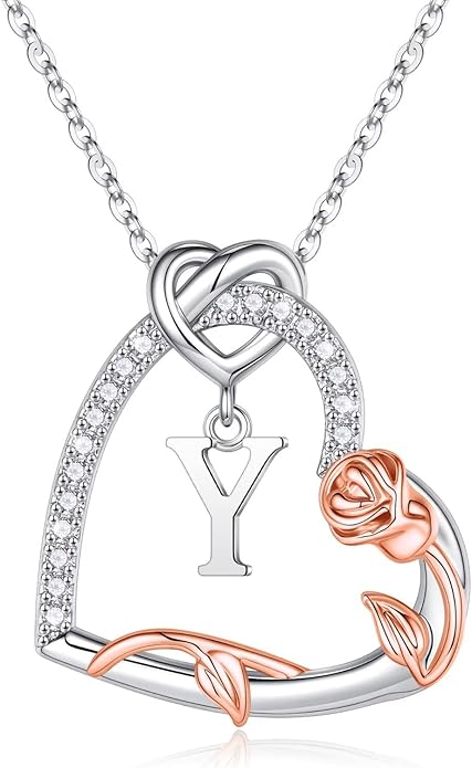 Iefil Valentines Day Gifts for Her- 925 Sterling Silver Heart Initial Necklaces, Anniversary Birthday Gifts, Women Jewelry Gift for Wife Girlfriend Mom Daughter Her