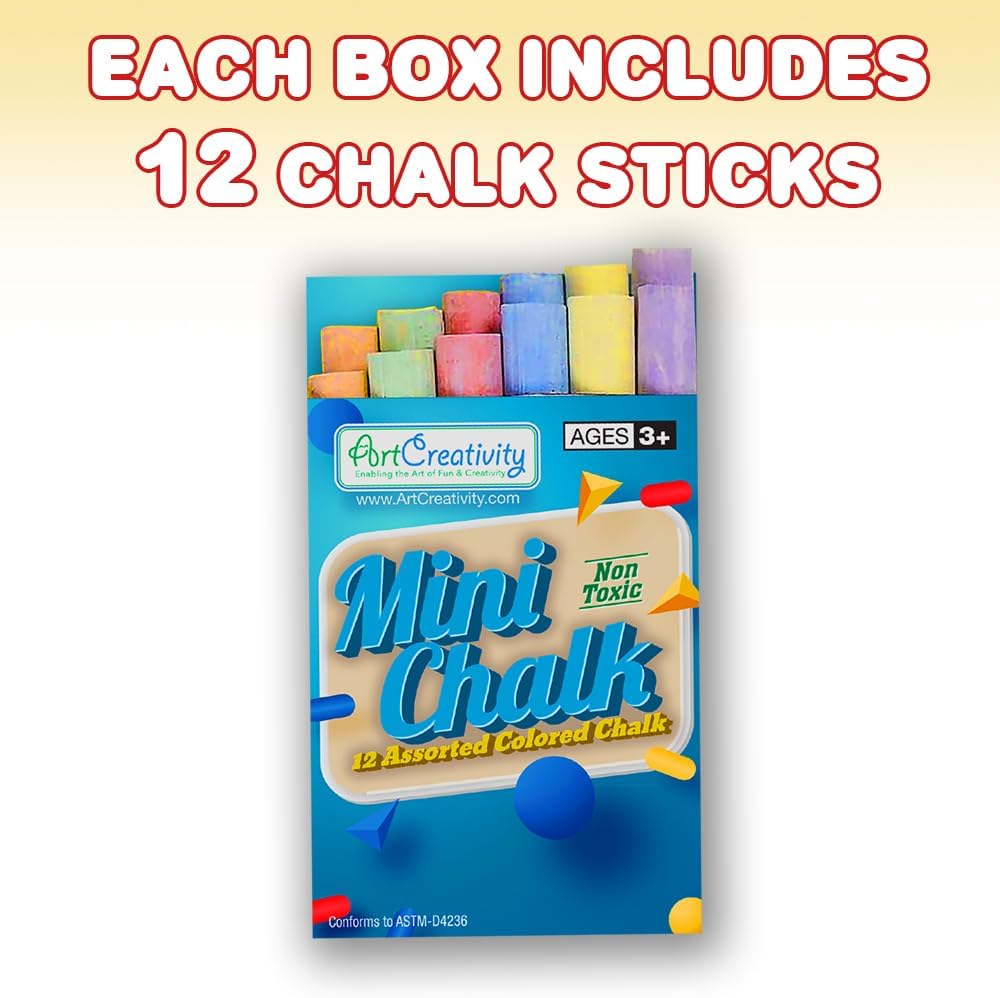 ArtCreativity 288 Count Mini Chalk Sets for Kids (24 Boxes) Non-Toxic Summer Art and Craft Supplies - Small Individual Chalk Packs in Bulk for Classroom Gifts, School Supplies, and Summer Party Favors
