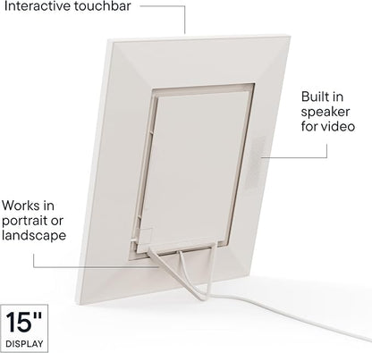 Aura Walden 15" WiFi Digital Picture Frame | Wirecutter's Best Digital Frame for Gifting | Send Photos from Your Phone | Quick, Easy Setup in Aura App | Free Unlimited Storage | White Clay