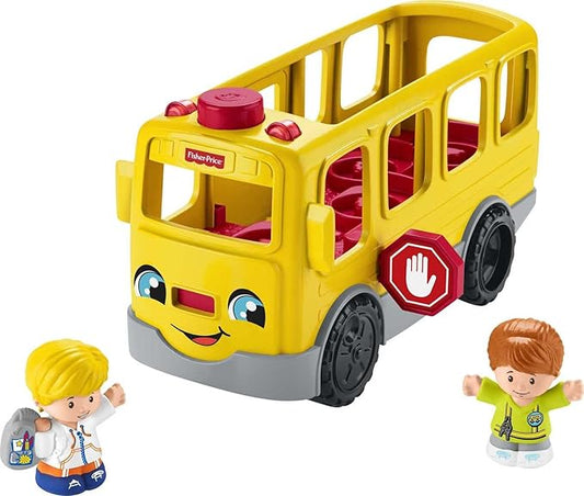 Fisher-Price Little People Musical Toddler Toy Sit with Me School Bus with Lights Sounds & 2 Figures for Pretend Play Kids Ages 1+ Years