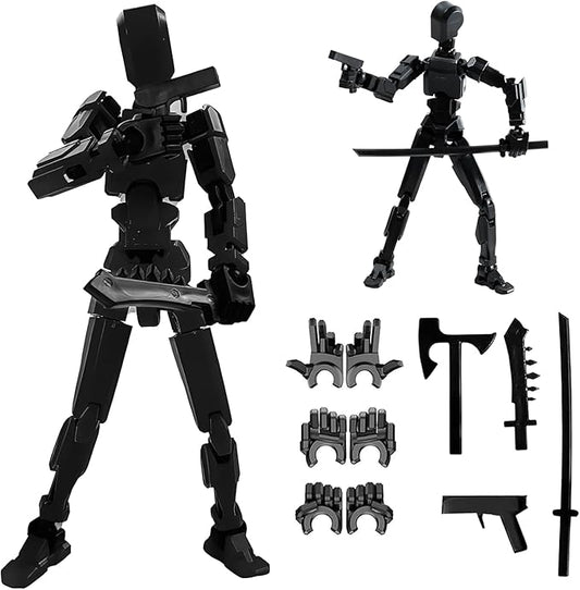 (Assembly Completed) Titan13 Action Figure Set,Upgrade Lucky Robot 13 Action Figures,3D Printed Multi-Jointed Movable,Nova 13 Action Figure for Collectors Desktop Decorations (Black)