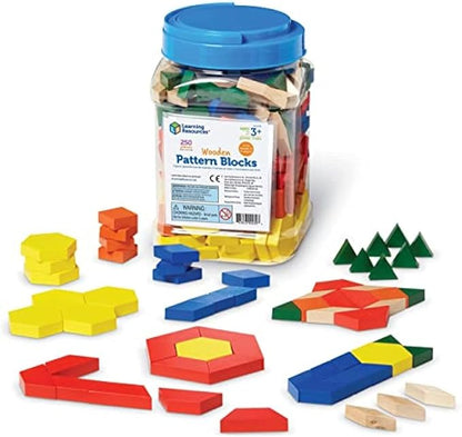 Learning Resources Wooden Pattern Blocks - Educational Toys and Tangram Puzzle Manipulatives for Kindergarten, Early Math Toys, Wood Pattern Blocks for Classroom and Homeschool, Teacher Must Haves