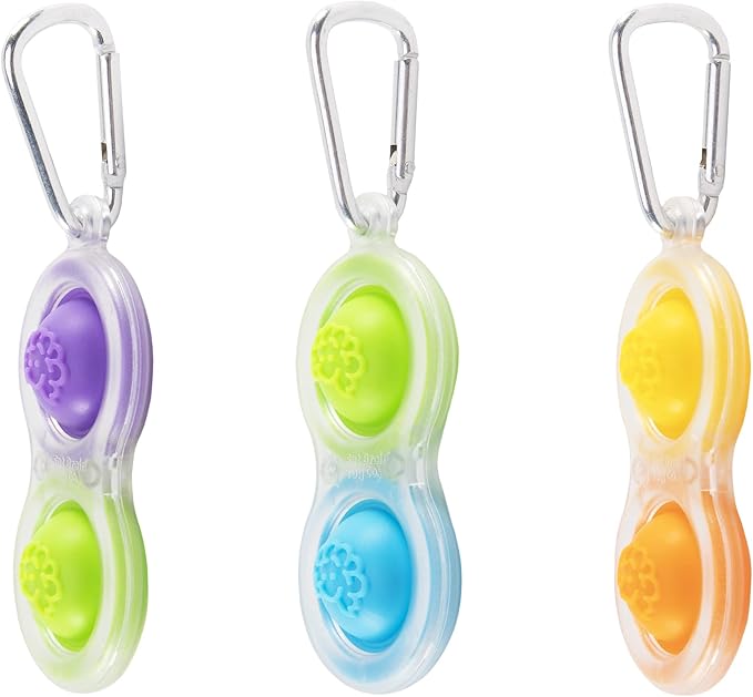 Fat Brain Toys Simpl Dimpl Clear 3 Pack - Popping Fidget Keychains, Kids & Adults