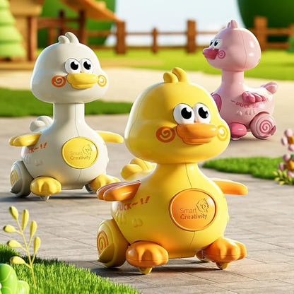 iPlay, iLearn Press to Go Duck Car Toys Set for Toddlers 1-3, Baby Push Go Racing Cars, Infant Play Vehicle Set, 1st Birthday Stocking Gift for 12-18-24 Months, 1 2 3 One Yrs Old Boys Girls Child Kids