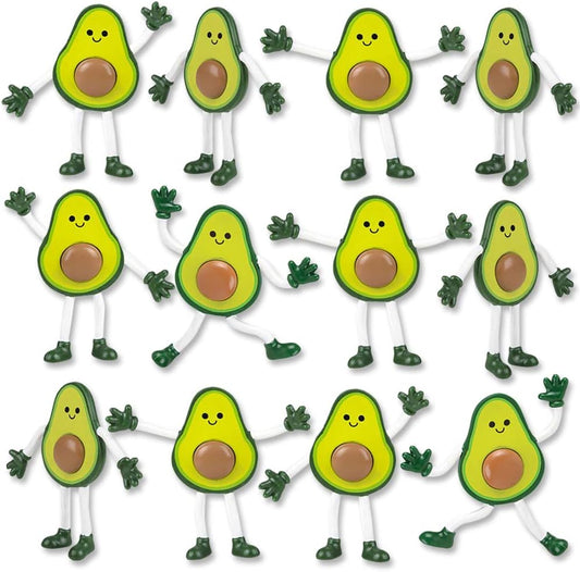 ArtCreativity Bendable Avocado Toys - Set of 12 Flexible Avocado Figurines, Fun Toy Avocados for Kids, Stress Relief Fidget Toys, Avocado Birthday Decorations, Party Favors, and Gifts for Boys & Girls