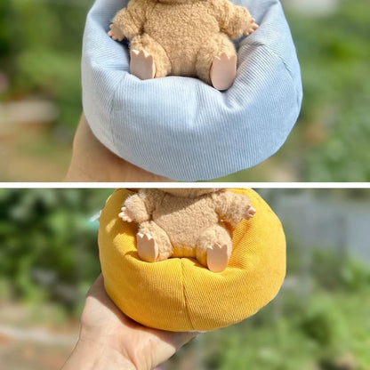 Miniature Sofa for Labubu, Cute Doll Seat for 17cm Labubu, Handmade Bean Bag Chair with Pillows, Soft Lazy Sofa Seat Miniature Couch for Dollhouse Furniture Decoration (Purple)