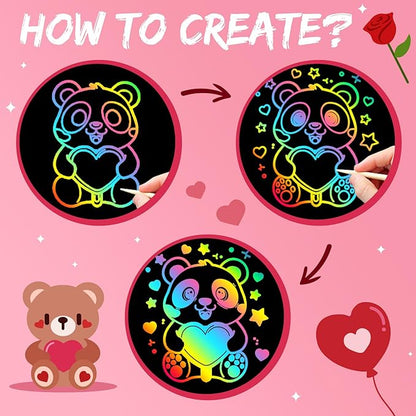 ZMLM Scratch Paper Art-Crafts Gift: 2 Pack Rainbow Notebooks Supplies Toys Valentine's Day Gifts for 3 4 5 6 7 8 9 10 Years Old Girls and Boys Kids Birthday Party Games