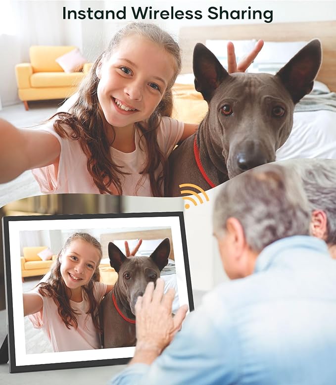 Cozyla Digital Picture Frame Large 17 Inch Digital Photo Frame Share Pictures via Email Google Photos Web Browser App Electronic Picture Frame Slideshow Free Unlimited Storage Video Picture Frame Mat