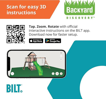 Backyard Discovery Canyon Creek Cedar Wood Swing Set with Wave Slide, Clubhouse, Play Kitchen, Picnic Area, Belt Swings, Web Swing, Rock Wall, Balconies, Playhouse, Step Ladder, Outdoor Playset