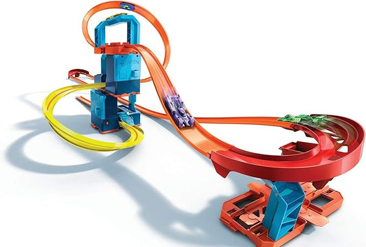 Hot Wheels Toy Car Track Set, Track Builder Unlimited Ultra Boost Kit Playset with Motorized Booster, 5 Configurations & 1:64 Scale Toy Vehicle