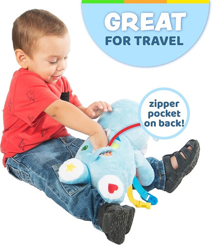 Buckle Toys Barkley Dog Plush Toys for Toddlers 1-3 Animal Sensory Toy to Develop Fine Motor Skills and Learn Shapes and Colors, Travel Essentials for Kids, Includes Storage Pocket for Small Items