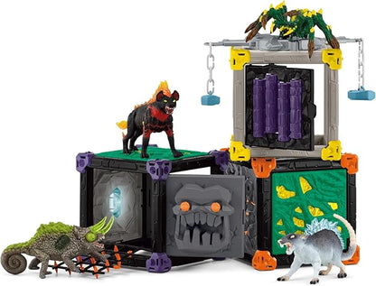 Schleich Eldrador Creatures - 71 PC BattleCave Arena Lava Vs. Shadow Playset - Lava Bull and Shadow Hound Set - Animal Monster Figurines for Boys and Girls - Fun Beast Toys for Kids Ages 7+ | 42673