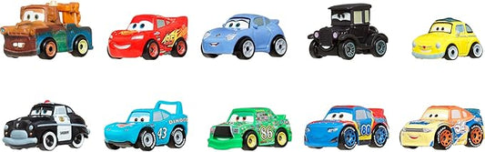 Mattel Disney Pixar Cars Toy Vehicles 10-Pack, Set of 10 Mini Racers of Favorite Characters from The First Cars Movie (Styles May Vary)